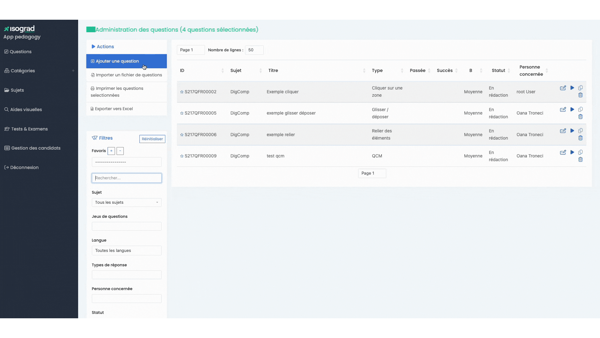 Démonstration de la plateforme Isograd Testing Services