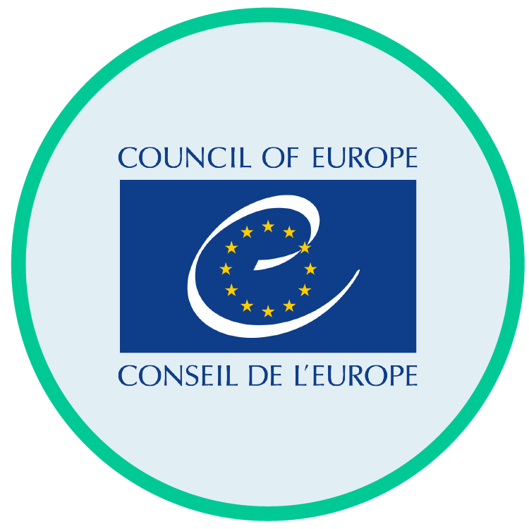 Logo of the Council of Europe, international organization specializing in human rights protection